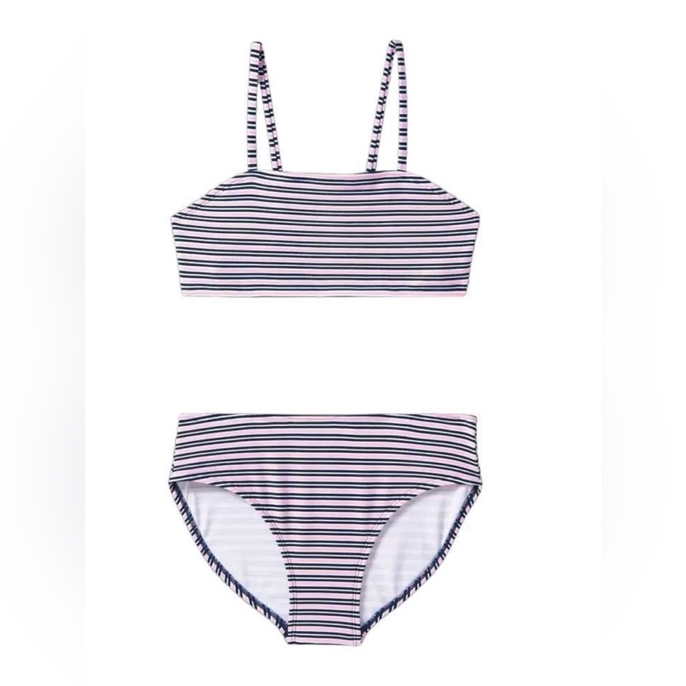 Art Class Girls Striped Bikini Set Blue Pink White Size XL (14/16)